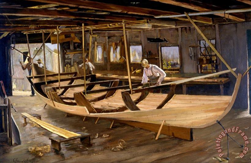 Leonard's Boat Shop painting - Clement Nye Swift Leonard's Boat Shop Art Print
