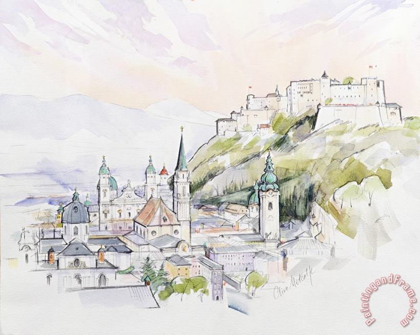 Salzburg Sunrise painting - Clive Metcalfe Salzburg Sunrise Art Print