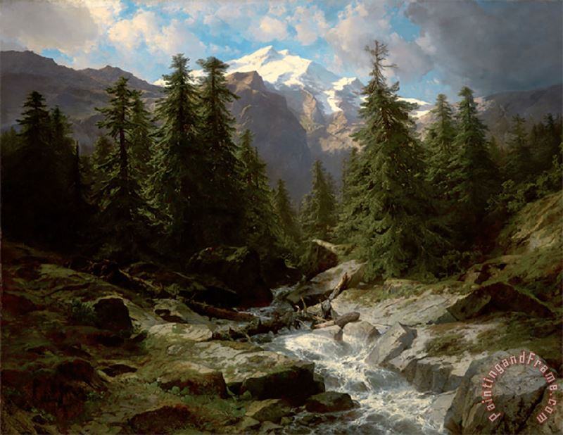 Collection A Mountain Torrent in The Bernese Oberland Art Painting