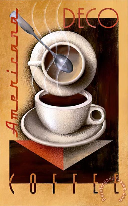 Americana Deco Coffee painting - Collection Americana Deco Coffee Art Print