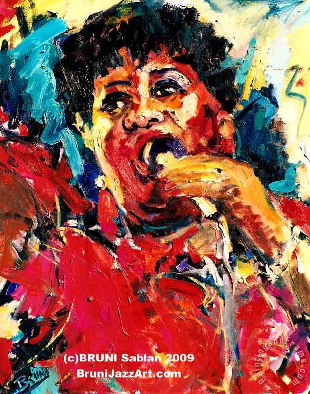 Aretha Franklin Red Dress painting - Collection Aretha Franklin Red Dress Art Print