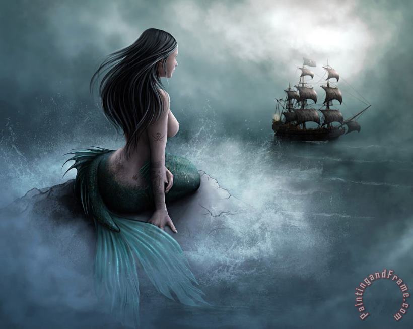 Mermaid And Pirate Ship painting - Collection Mermaid And Pirate Ship Art Print