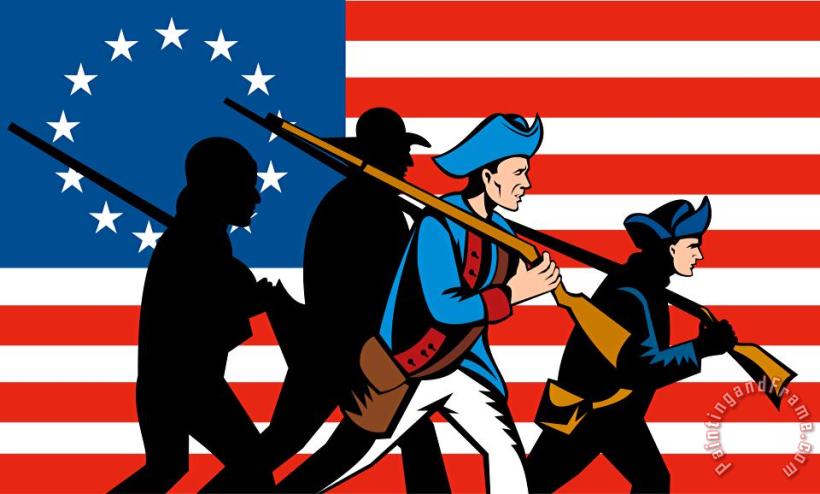 Collection 10 American revolutionary soldier marching Art Print