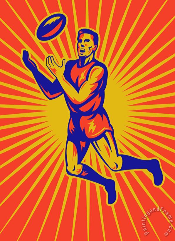 Aussie Rules Player Jumping Ball painting - Collection 10 Aussie Rules Player Jumping Ball Art Print