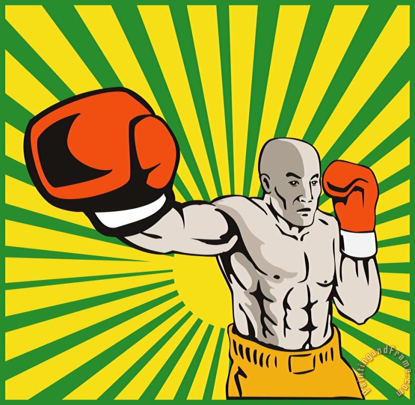 Collection 10 Boxer Boxing Jabbing Front Art Painting