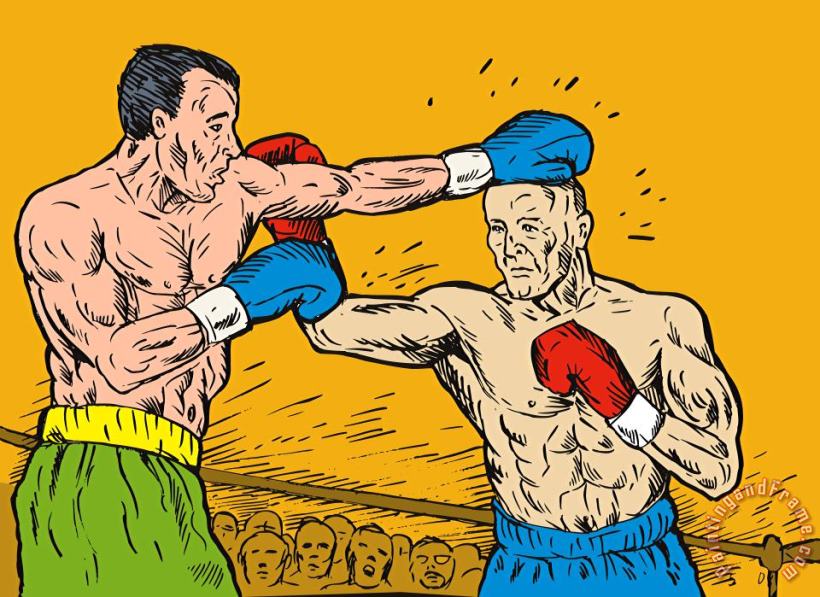 Boxer punching painting - Collection 10 Boxer punching Art Print