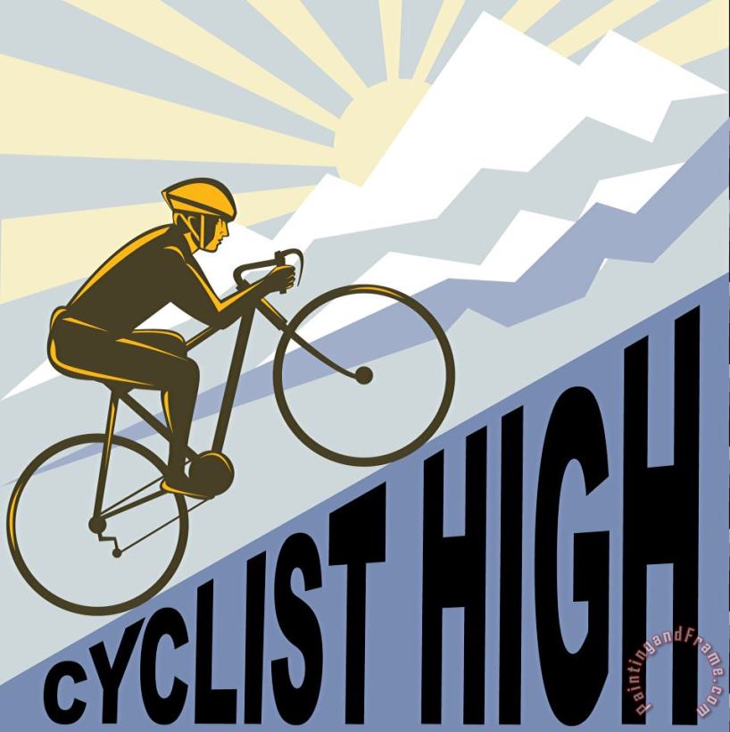 Cyclist racing bike painting - Collection 10 Cyclist racing bike Art Print