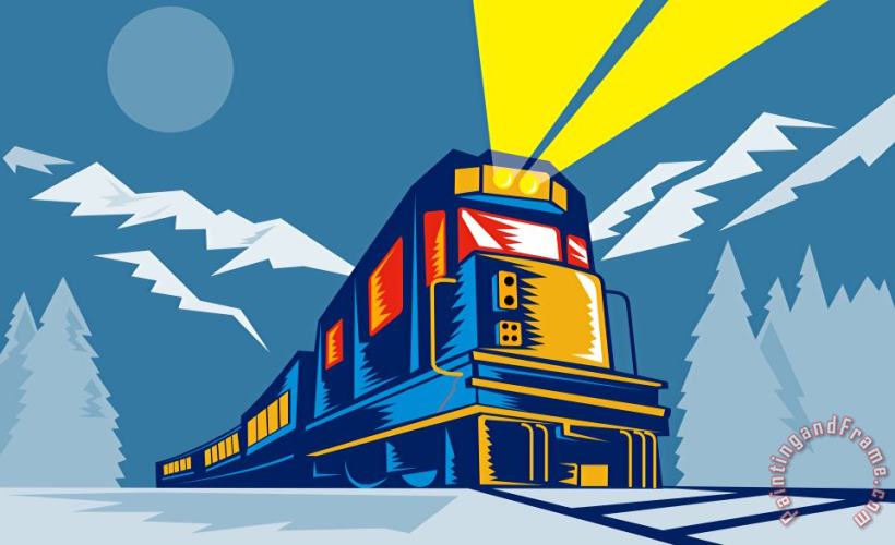 Collection 10 Diesel train winter Art Painting