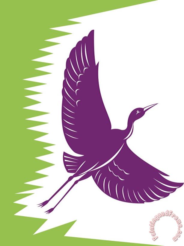 Collection 10 Heron Crane Flying Retro Art Print