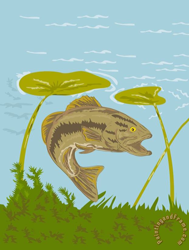 Collection 10 Largemouth Bass Fish Swimming Underwater Art Print