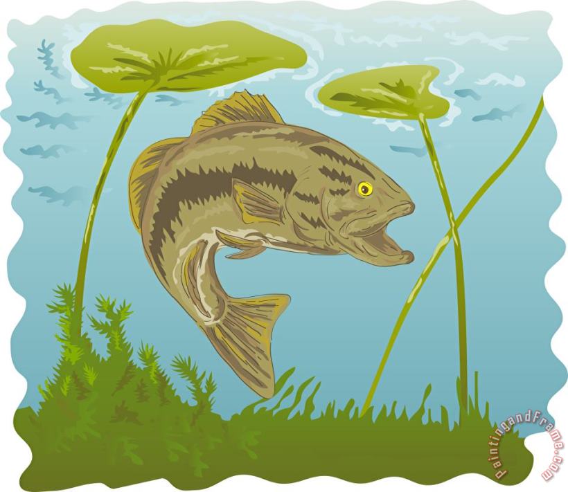 Collection 10 Largemouth Bass Jumping Art Painting