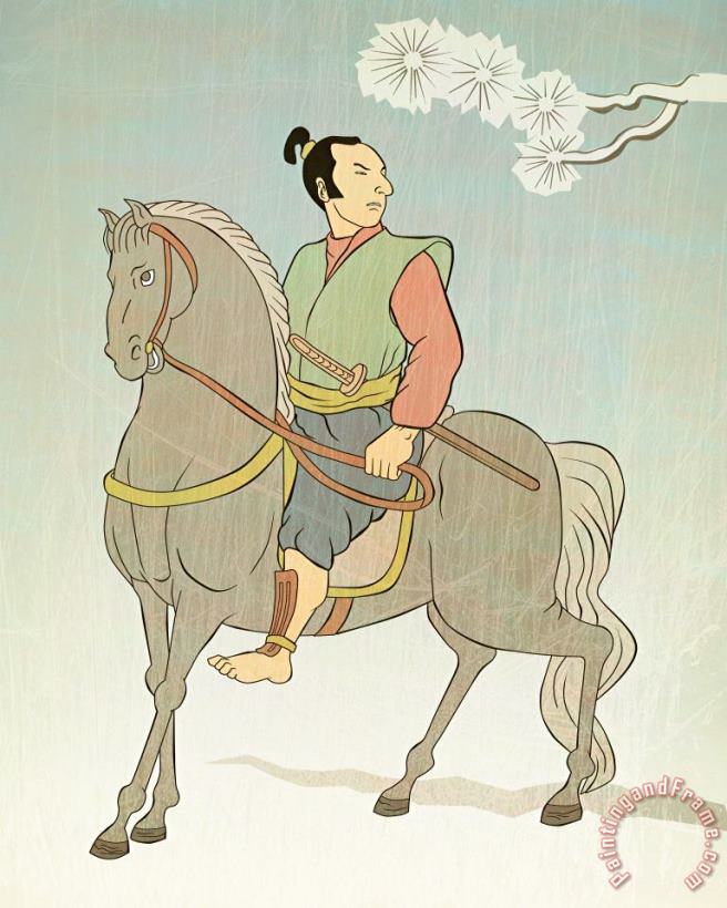 Collection 10 Samurai warrior riding horse Art Print