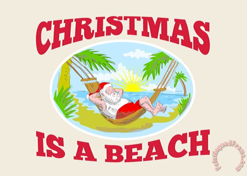 Collection 10 Santa Claus Father Christmas Beach Relaxing Art Painting