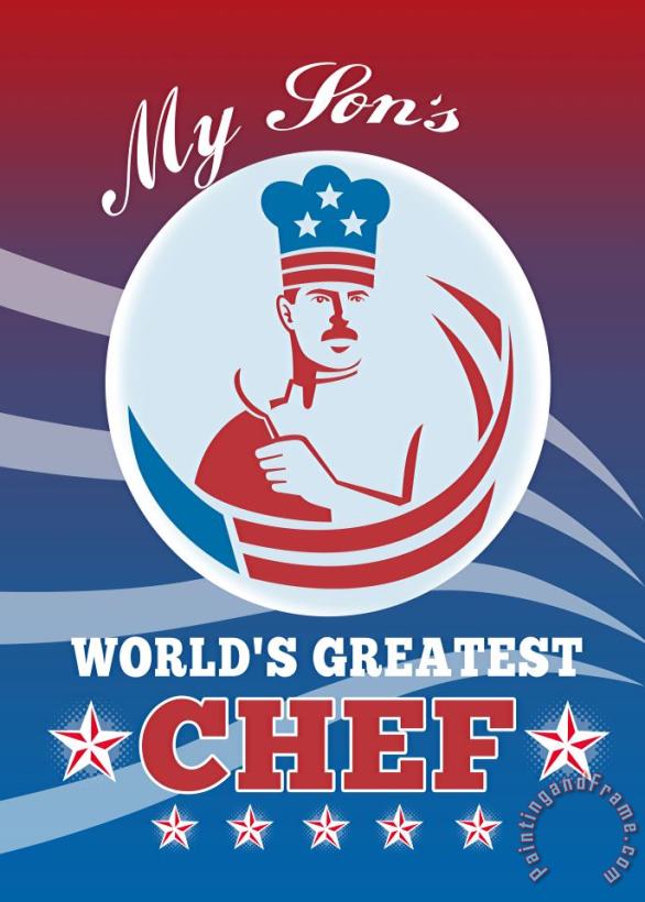 Collection 10 World's Greatest Son Chef Greeting Card Poster Art Painting