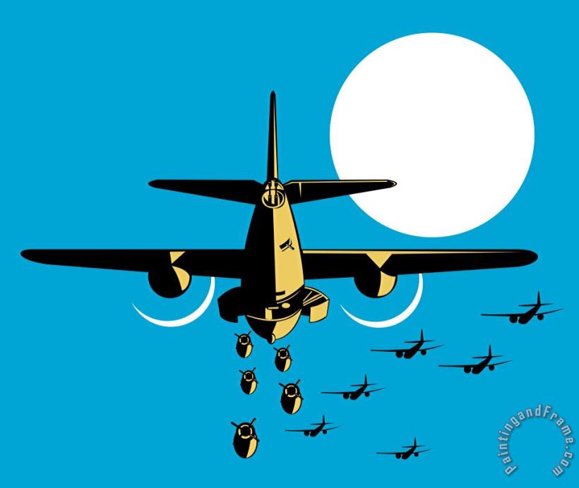 Collection 10 World War Two Bomber Airplanes Drop Bomb Retro Art Print