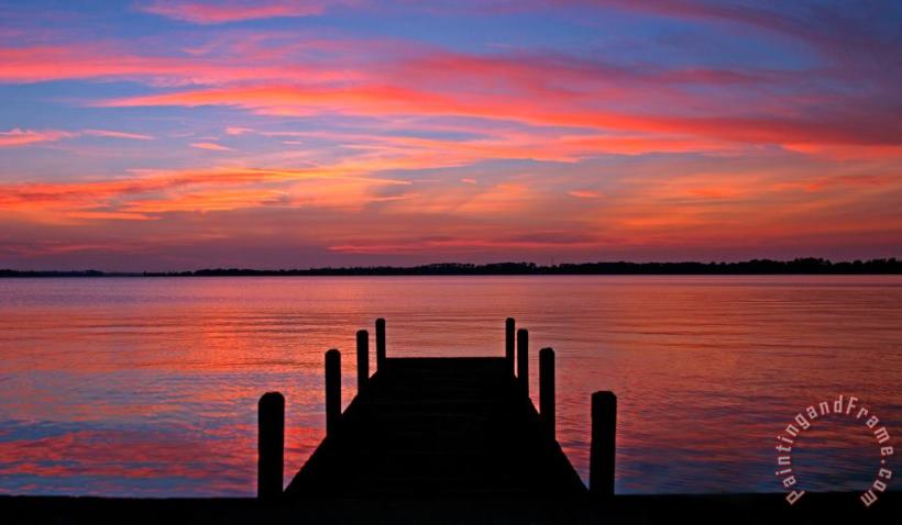 Sunset Dock painting - Collection 14 Sunset Dock Art Print