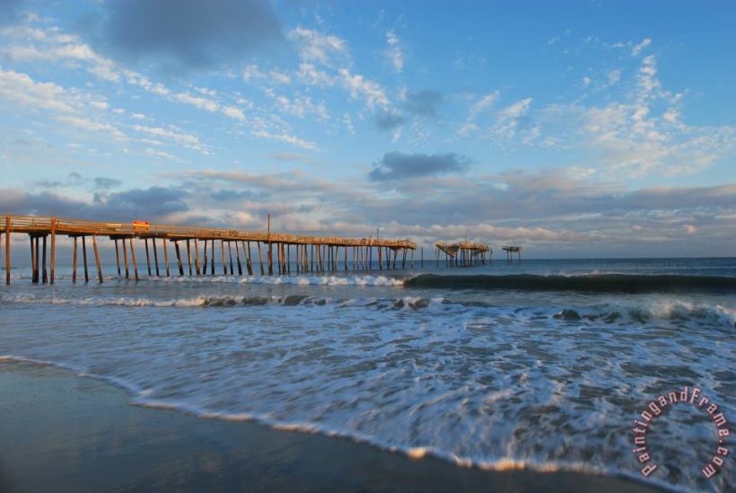 Cape Hatteras Fishing Pier Broken But Standing painting - Collection 3 Cape Hatteras Fishing Pier Broken But Standing Art Print