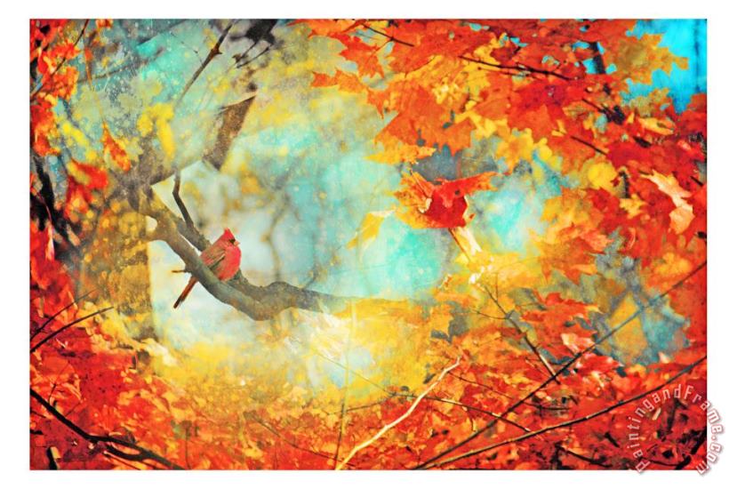 Autumn Cardinal painting - Collection 8 Autumn Cardinal Art Print