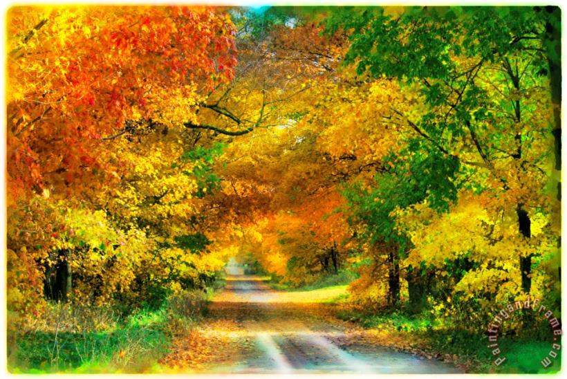 Autumn country lane painting - Collection 8 Autumn country lane Art Print