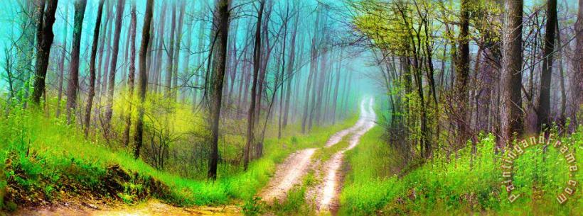 Spring green dirt road painting - Collection 8 Spring green dirt road Art Print