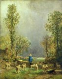 Sheep watching a Storm by Constant-Emile Troyon