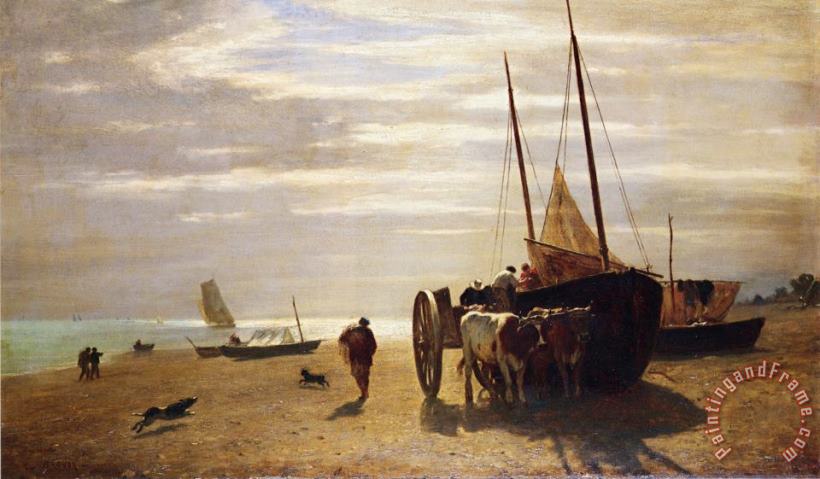 Beach at Trouville painting - Constant Troyon Beach at Trouville Art Print