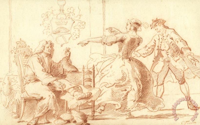 Cornelis Troost De Rijke Podagralijder, Uitgelachen Door Een Jonge Vrouw Art Print