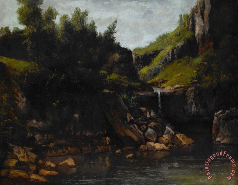 Cascade in a Rocky Landscape painting - Courbet, Gustave Cascade in a Rocky Landscape Art Print