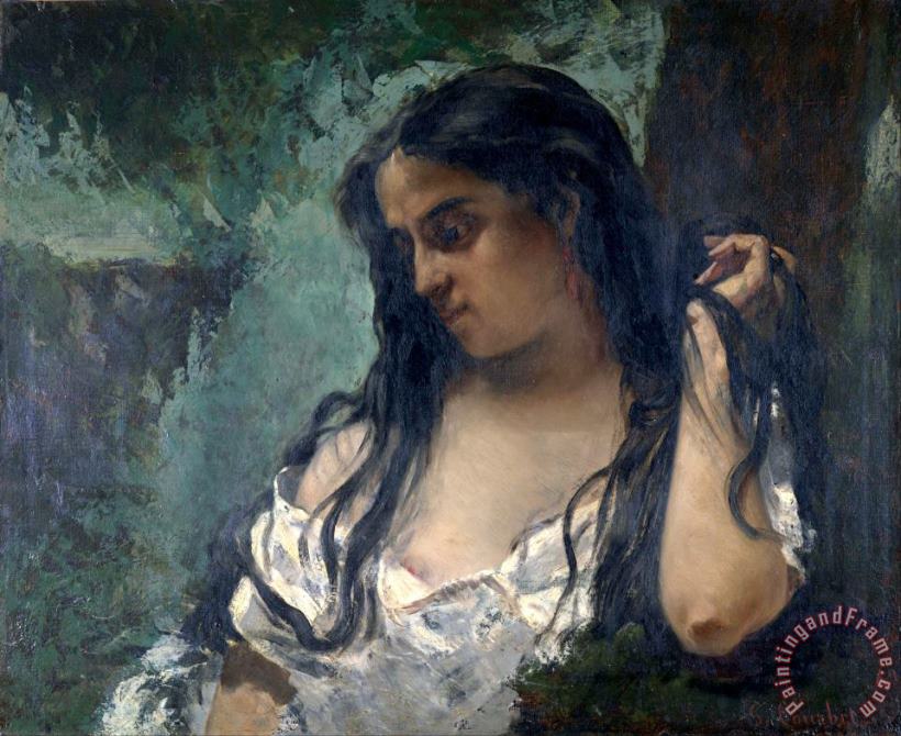 Gypsy in Reflection painting - Courbet, Gustave Gypsy in Reflection Art Print