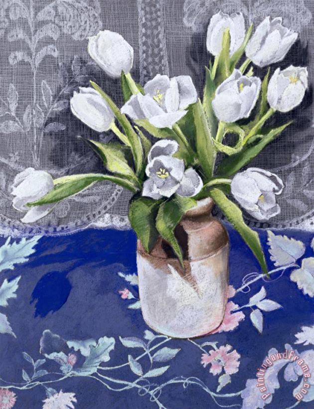 White Tulips painting - Cristiana Angelini White Tulips Art Print