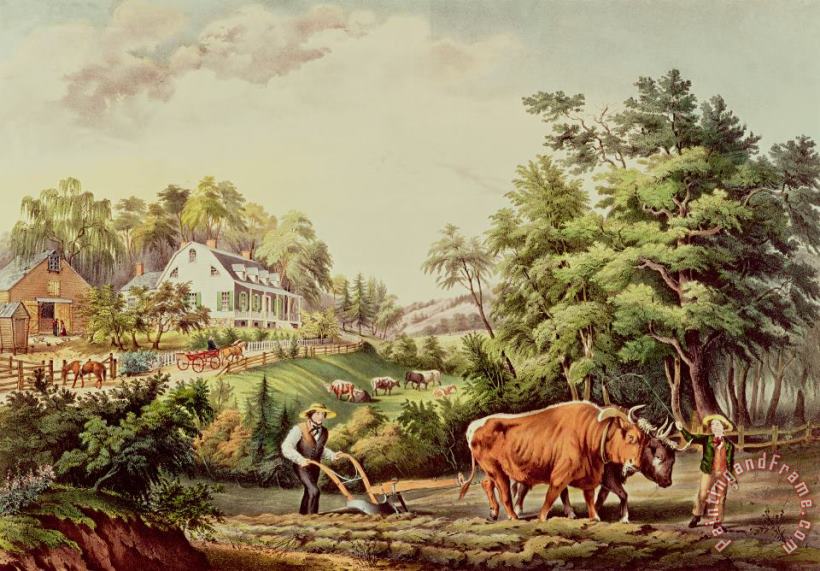 American Farm Scenes painting - Currier and Ives American Farm Scenes Art Print