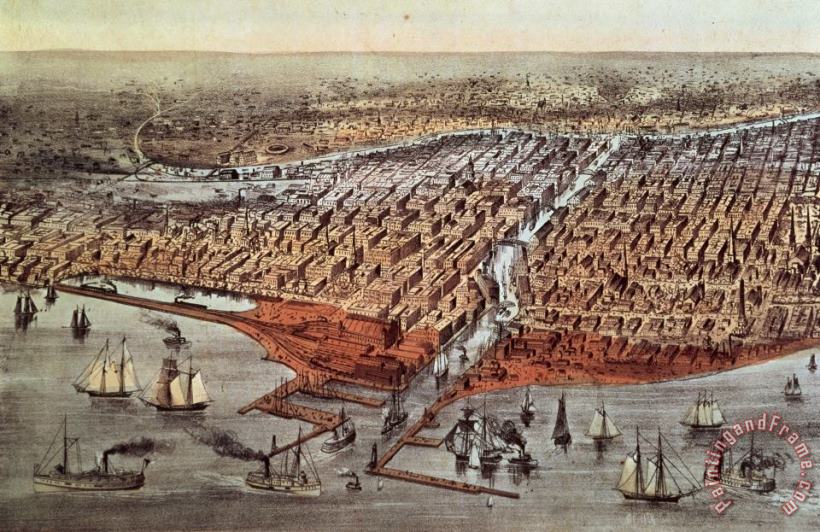 Chicago As It Was painting - Currier and Ives Chicago As It Was Art Print