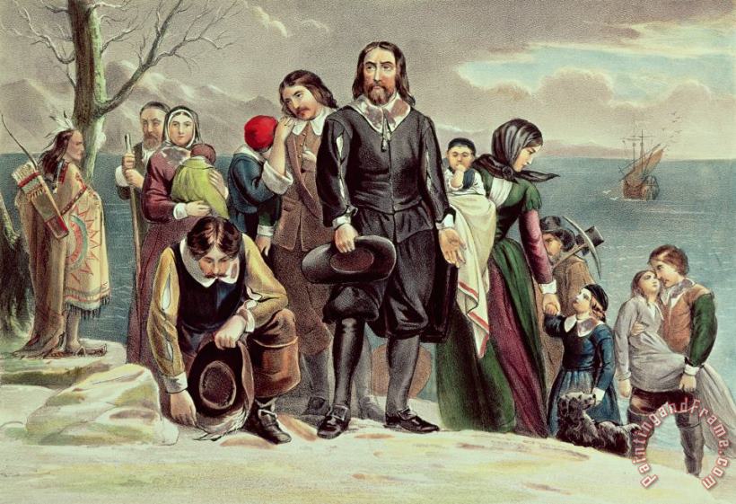 Currier and Ives The Landing of the Pilgrims at Plymouth Art Print