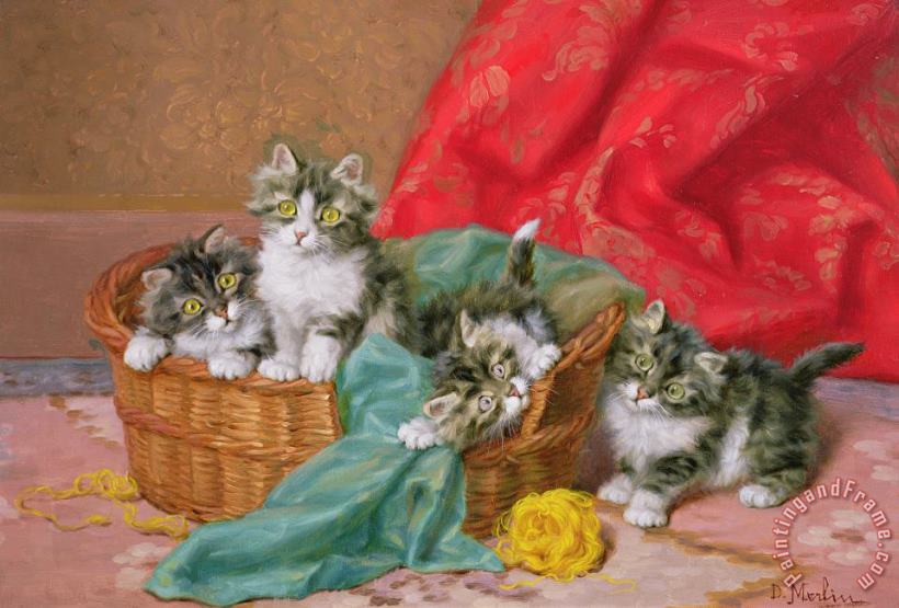 Mischievous Kittens painting - Daniel Merlin Mischievous Kittens Art Print