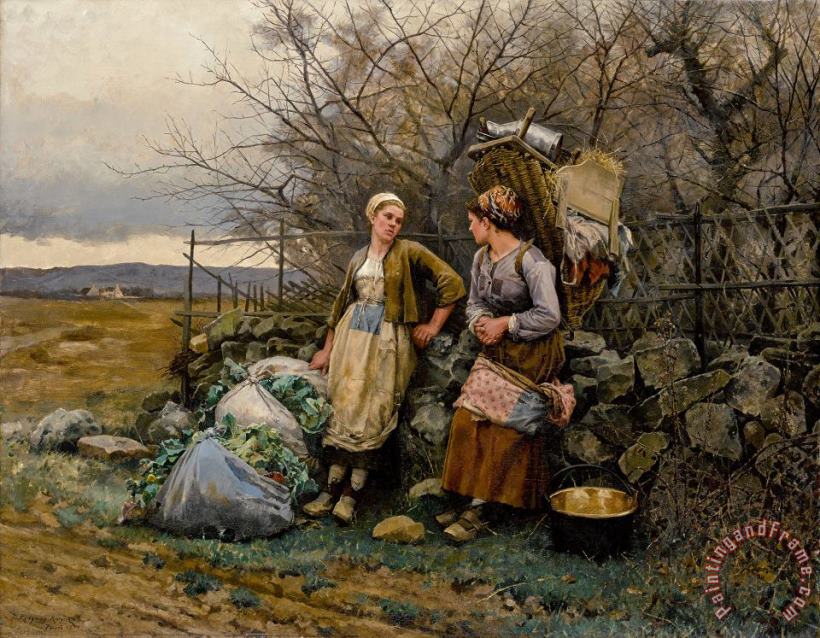 Daniel Ridgway Knight A Halt, Maidens Waiting Art Painting