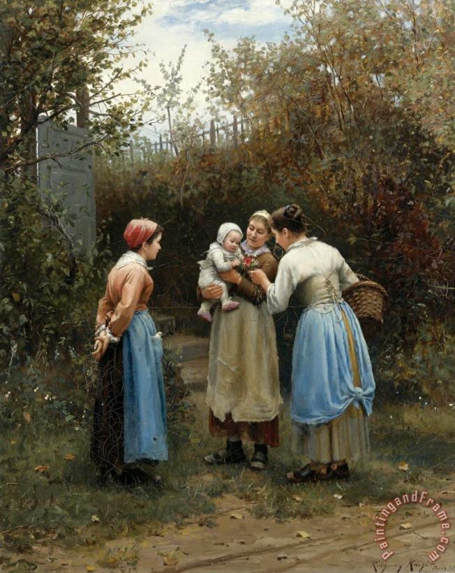 The First Born (morning Greeting) painting - Daniel Ridgway Knight The First Born (morning Greeting) Art Print