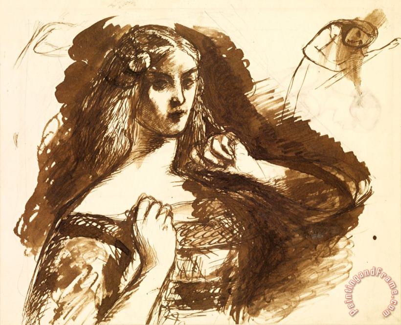 Half Length Sketch of a Young Woman painting - Dante Gabriel Rossetti Half Length Sketch of a Young Woman Art Print