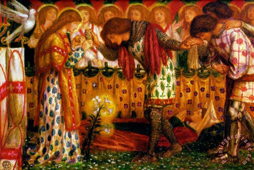 Dante Gabriel Rossetti How Sir Galahad, Sir Bors And Sir Percival Were Fed with The Sanc Grael; But Sir Percival's Sister Died by The Way Art Painting