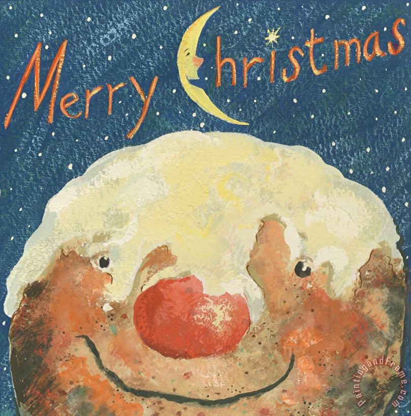 Merry Christmas Pudding painting - David Cooke Merry Christmas Pudding Art Print