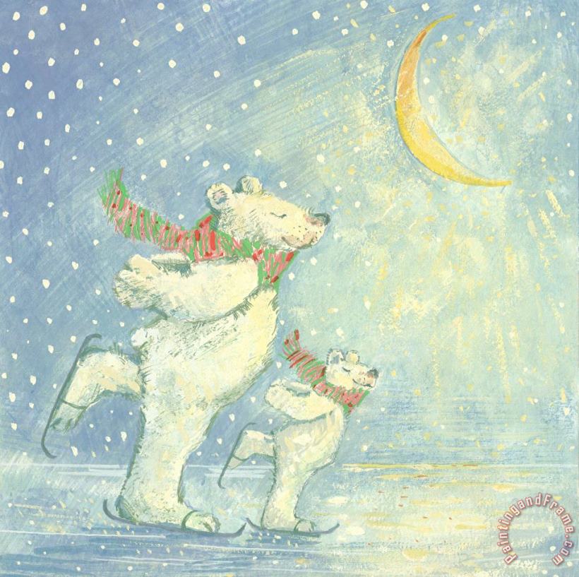 Skating Polar Bears painting - David Cooke Skating Polar Bears Art Print