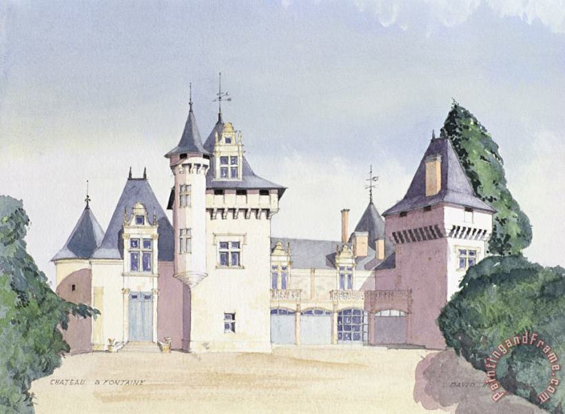 David Herbert Chateau A Fontaine Art Painting