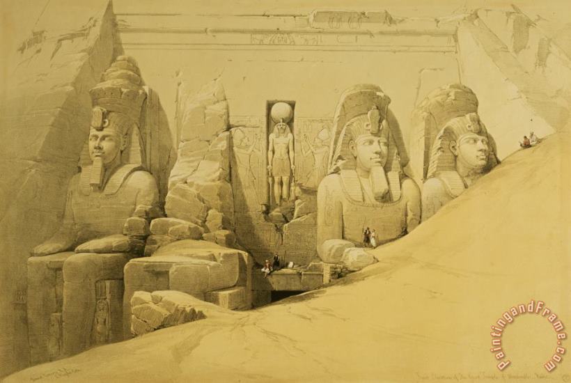 Front Elevation Of The Great Temple Of Aboo Simbel painting - David Roberts Front Elevation Of The Great Temple Of Aboo Simbel Art Print