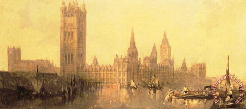 Westminster Houses of Parliament painting - David Roberts Westminster Houses of Parliament Art Print