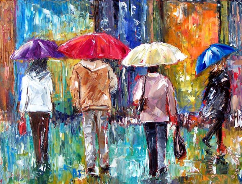 Big Red Umbrella painting - Debra Hurd Big Red Umbrella Art Print