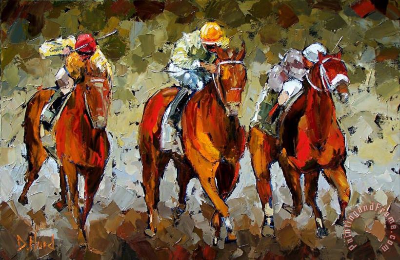 Close Race painting - Debra Hurd Close Race Art Print