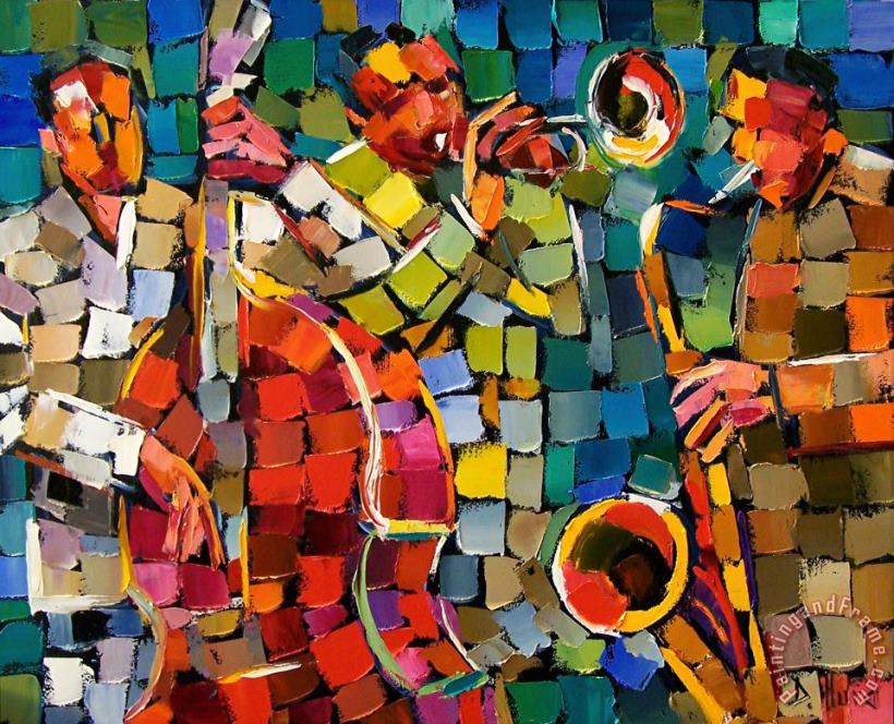 Mosaic Jazz painting - Debra Hurd Mosaic Jazz Art Print