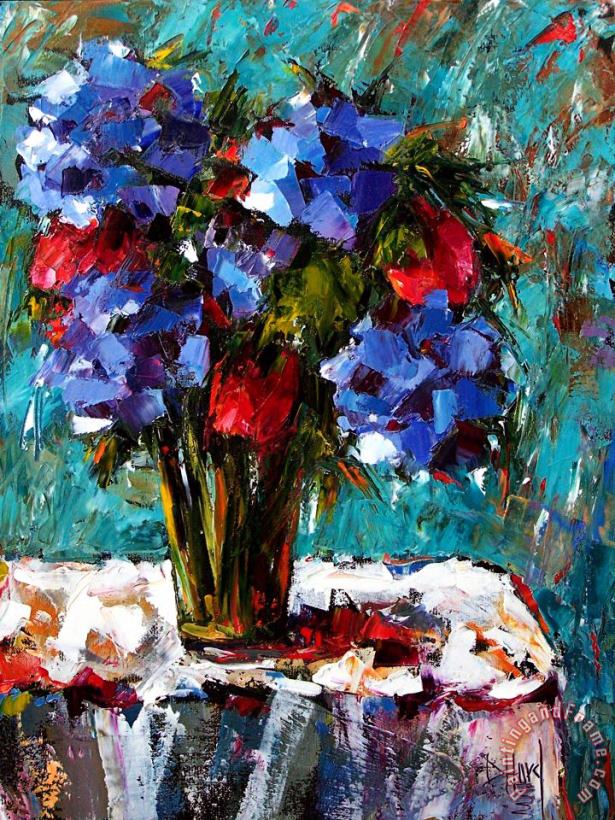 Red And Blue painting - Debra Hurd Red And Blue Art Print