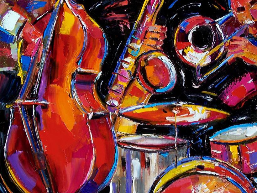 Red Jazz painting - Debra Hurd Red Jazz Art Print