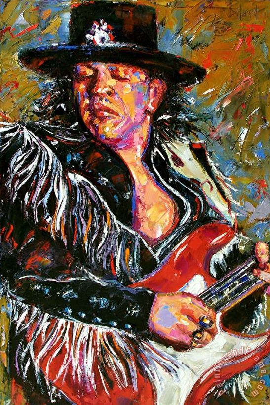 Stevie Ray Red Guitar painting - Debra Hurd Stevie Ray Red Guitar Art Print