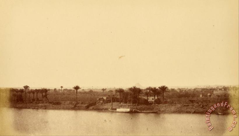 Despoineta Banks of The Nile with Palm Trees And Boat Art Painting